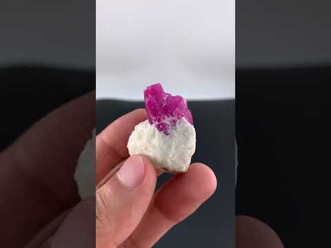 Corundum Ruby Gem on Marble Matrix