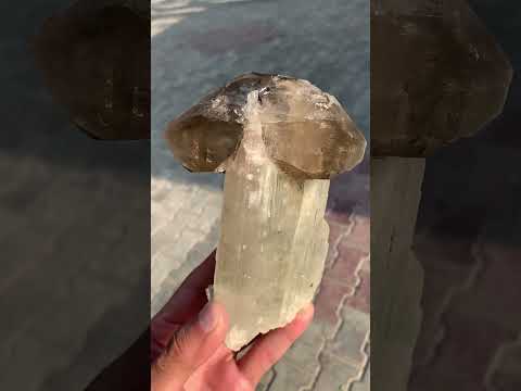 Smoky Quartz on Kunzite Crystal