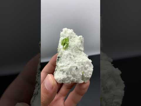 Green Titanite Crystals with Calcite