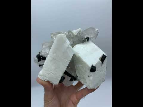 Feldspar On Tourmaline and Quartz