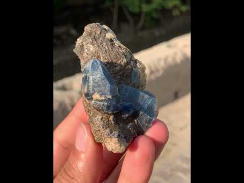 Blue Afghanite Crystals on Calcite