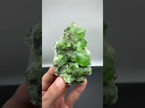 Impressive Apple Green Peridot Crystals Cluster on Matrix from Pakistan