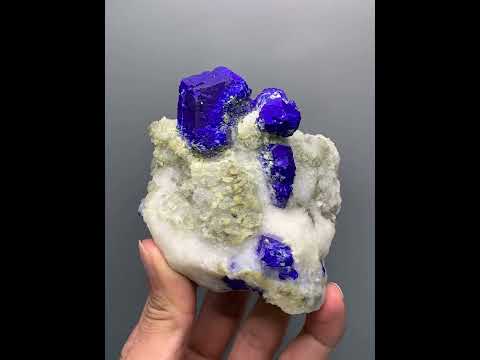 Lazurite Crystals On Calcite Matrix