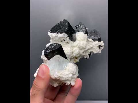 Black Tourmaline on Aquamarine Crystal