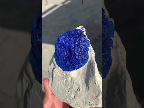 Azurite Crystal on Kaolinite Matrix