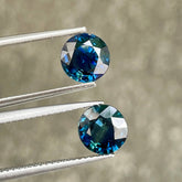 3.19 Carats Blue Round Sapphire Pair