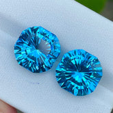 Fancy Cut Neon Blue Topaz Pair 13.90 carats Natural Madagascar's Gemstones