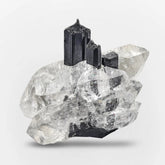 Etched Black Tourmaline on Quartz