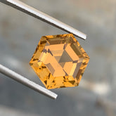 Hexagonal Orange Citrine 8.45 Carats Hexagon Cut Natural Brazilian Gemstone