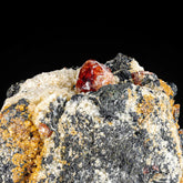 Vibrant Red Twinned Zircon crystals on Graphite matrix from Skardu, Pakistan