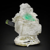 Tourmaline on Muscovite with Fluorite