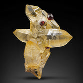 Red Spessartite Garnet on Quartz