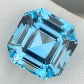 True Luxury Swiss Blue Topaz 12.80 carats Asscher Cut Natural Madagascar's Gemstone