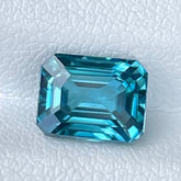 Organic Blue Zircon 3.05 carats Emerald Cut Natural Cambodian Gemstone