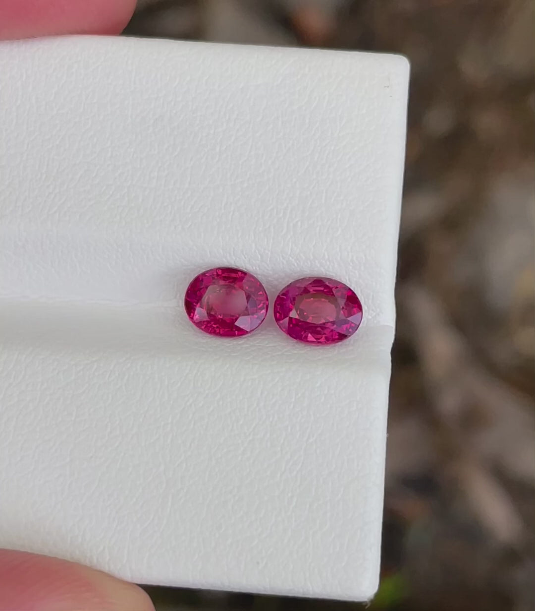Bright Pinkish Red Ruby Pair Gemstone