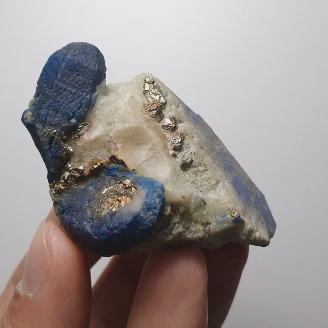 Lovely and Colorful Piece of Afghanite on Calcite with Pyrite