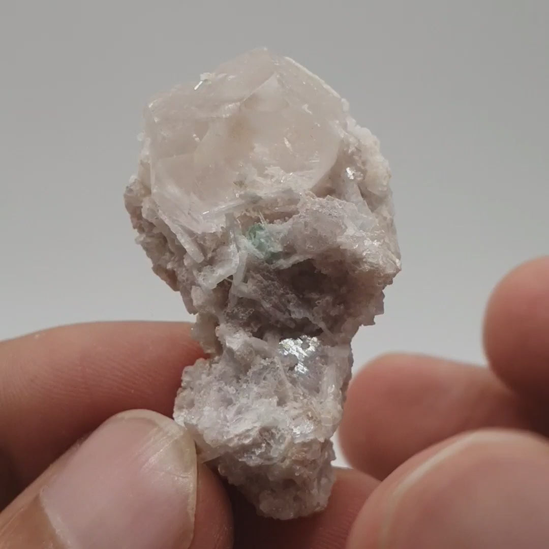 Lovely Multi Faced Morganite Focal Crystal On Lepidolite & Tourmaline