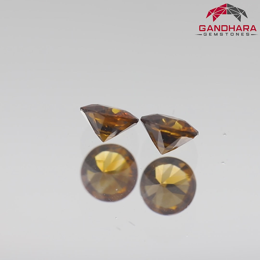Yellowish Golden Natural Zircon Pair