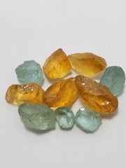 Beryl & Quartz: Mix Lot of Orange Color Citrine & Green Beryl