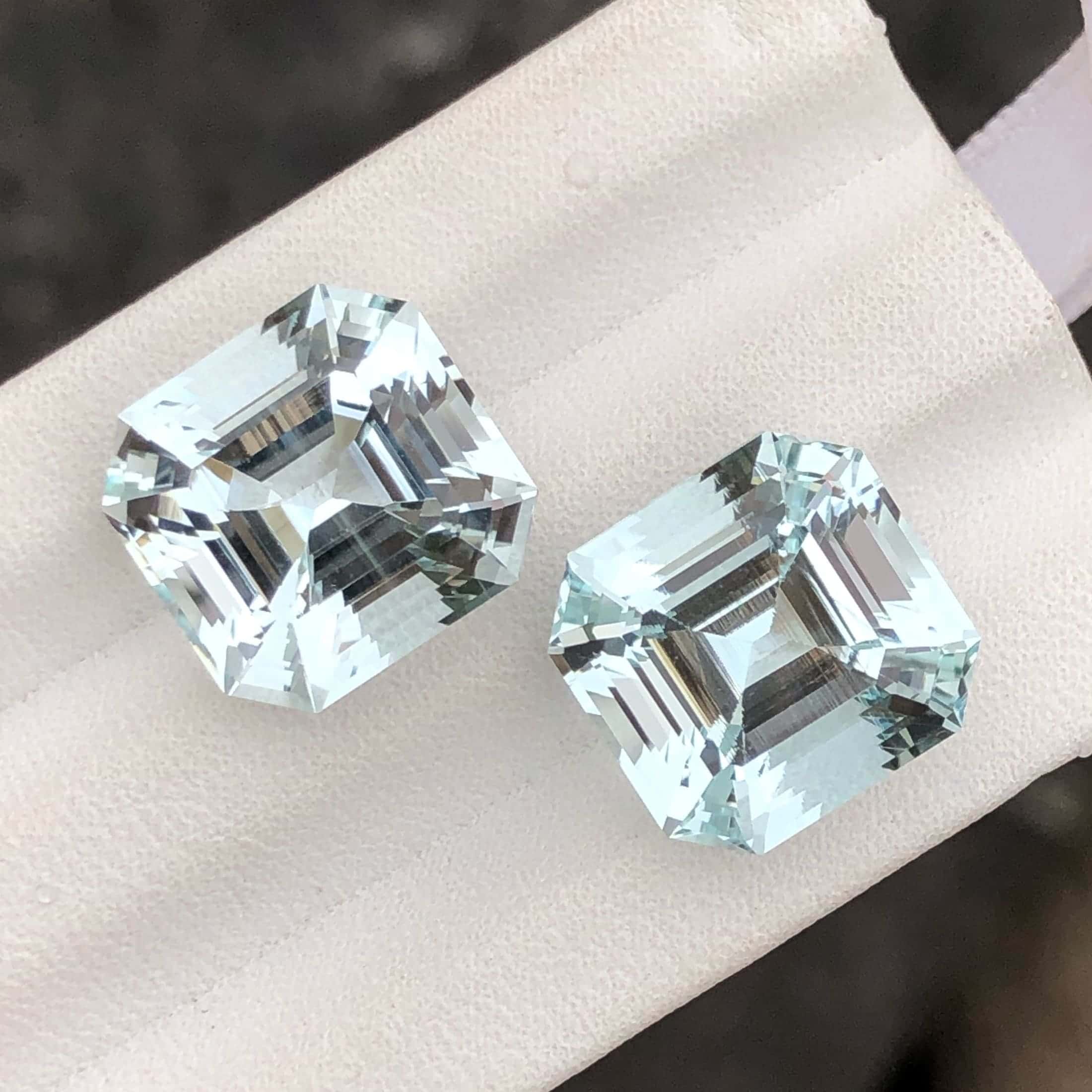 Asscher Cut Aquamarine Pair for Earrings