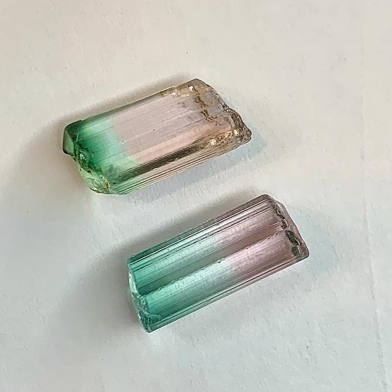Bi-Color Rough Watermelon Tourmaline Pair