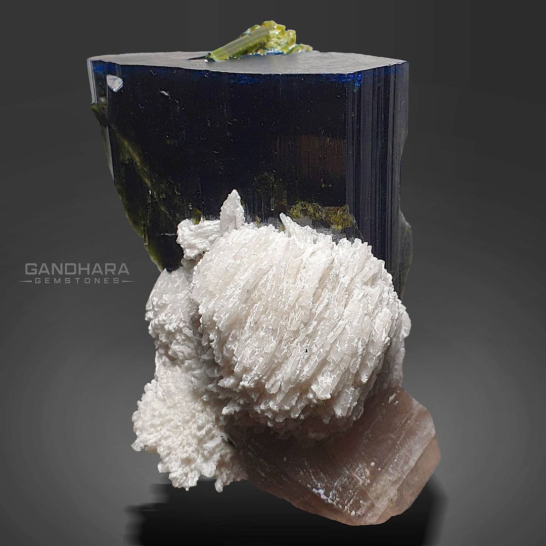 Blue Cap Tourmaline Specimen on Cleavelandite