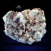 Colorful Vibrant Red Spessartine Garnet Crystals On Albite With Black Tourmaline