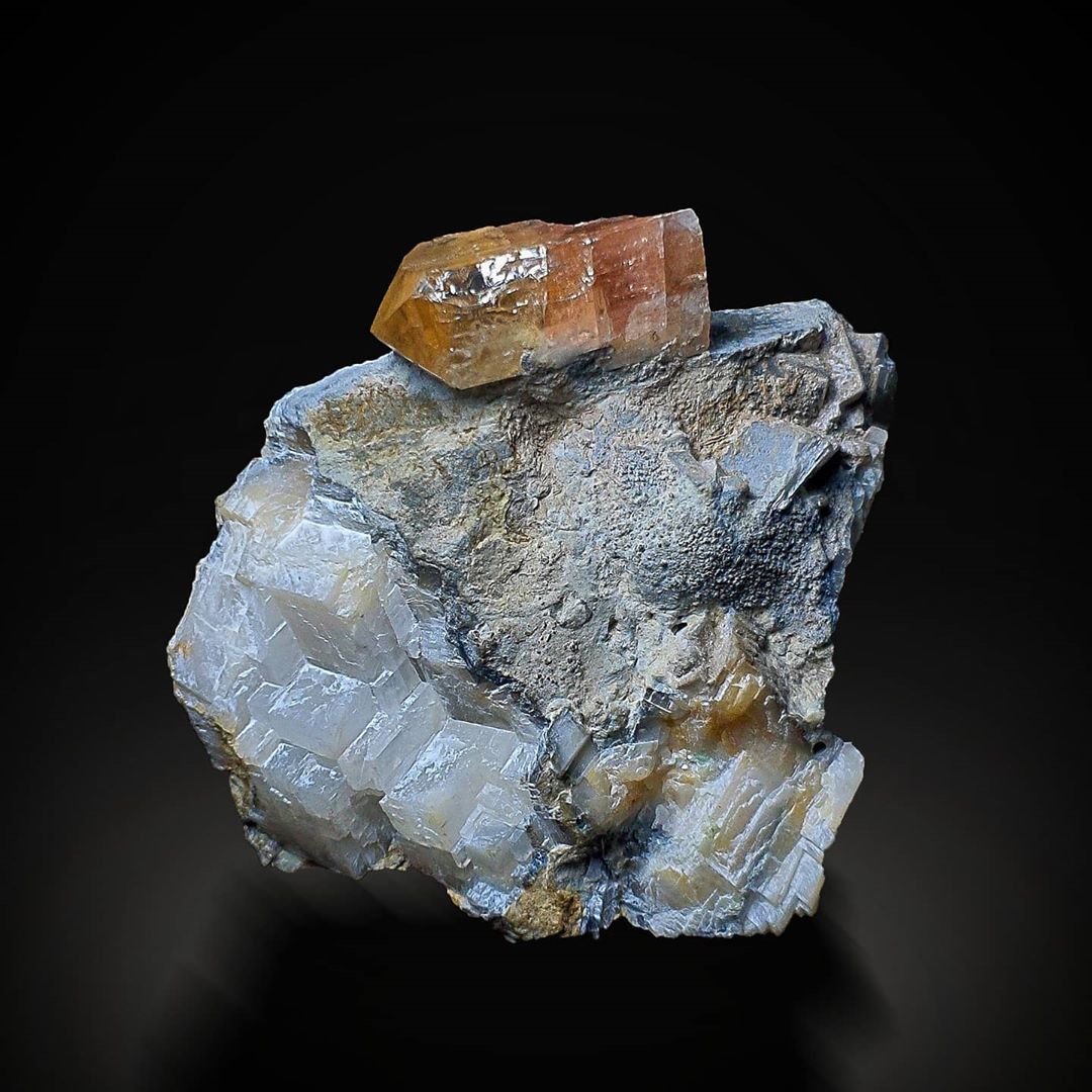Double Terminated Bicolor Topaz Crystal on Matrix