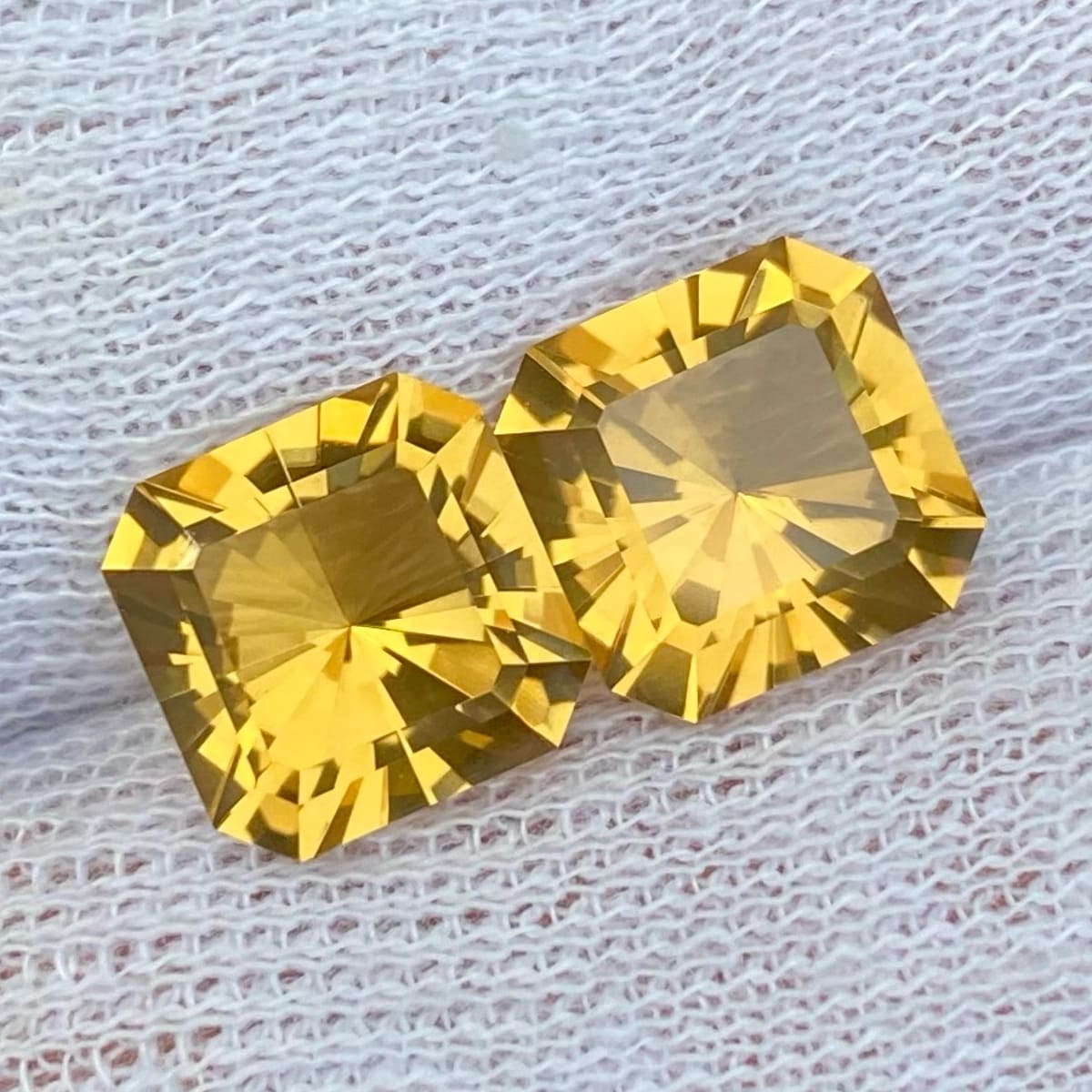 Faceted Deep Golden Citrine Pair Gemstone