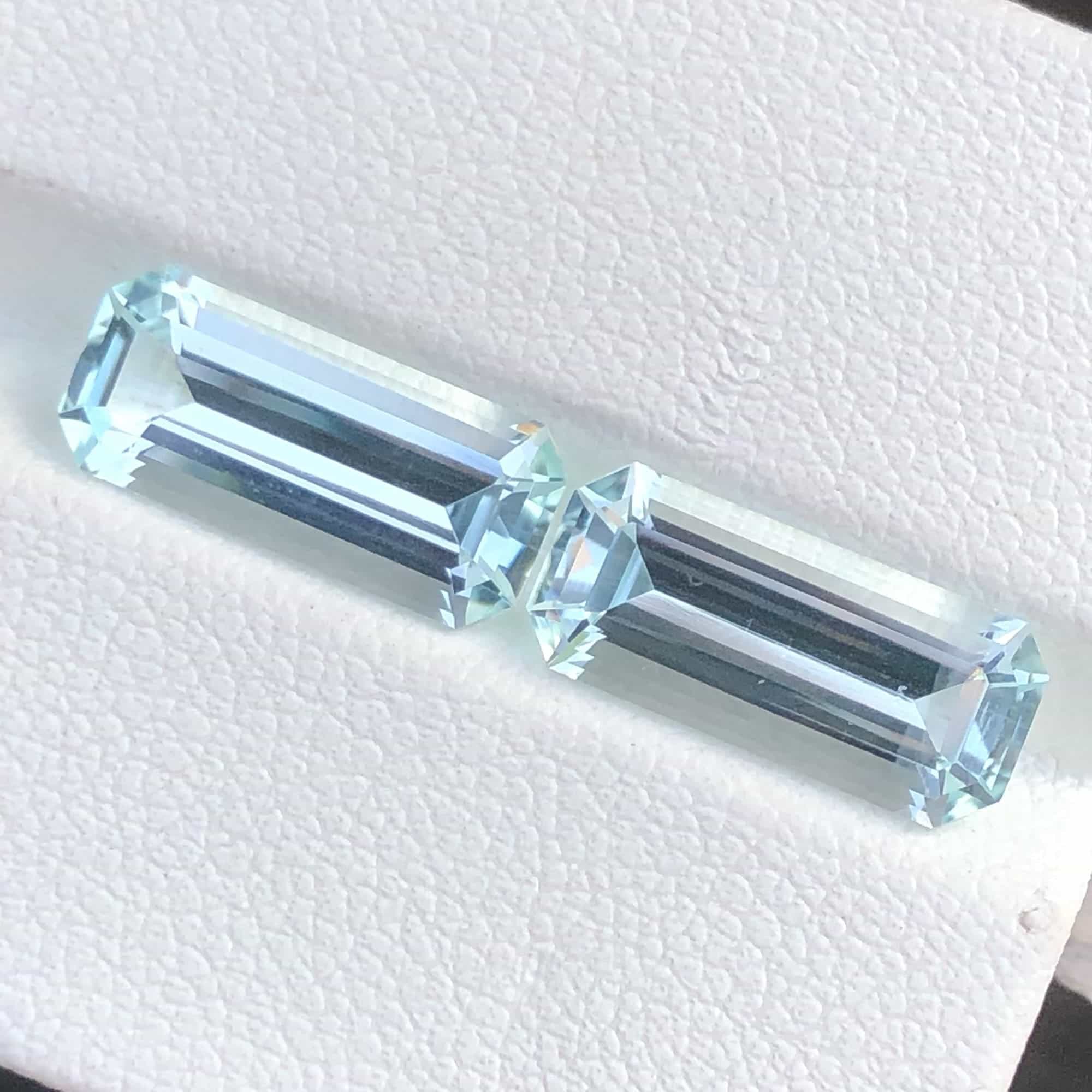 Faceted Light Blue Aquamarine Pair