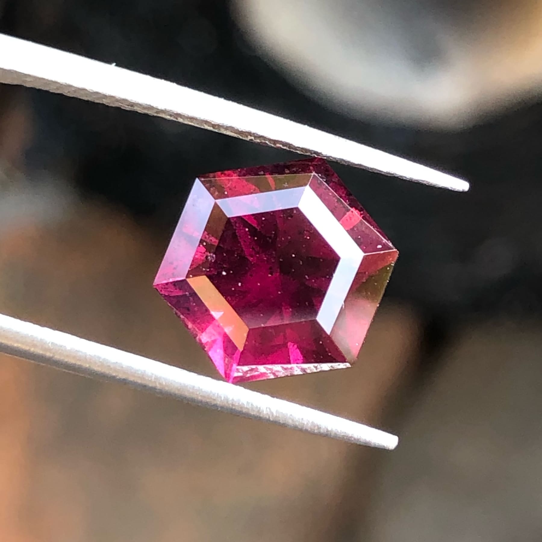Faceted Octagonal Shape Rhodolite Garnet