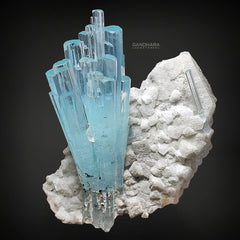 Gorgeous Aquamarine Crystals Cluster on Albite