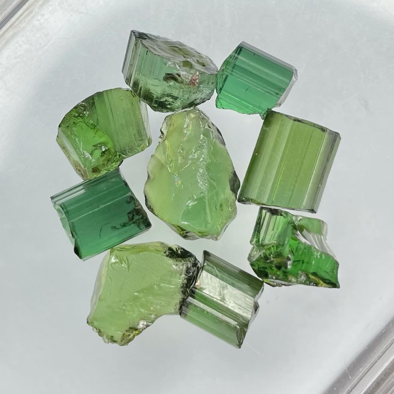Green Tourmaline Facet Rough Parcel