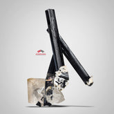 Sculptural cluster of Schorl aka Black Tourmaline on Quartz