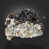 Luster Intergrown Crystals Of Vesuvianite On Contrasting White Matrix