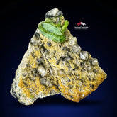 Lusterious Gem Twinned Apple-Green Color Crystal Of Sphene On Matrix With Calcite