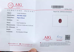 Natural Pigeon Blood Ruby - 1.45 carats