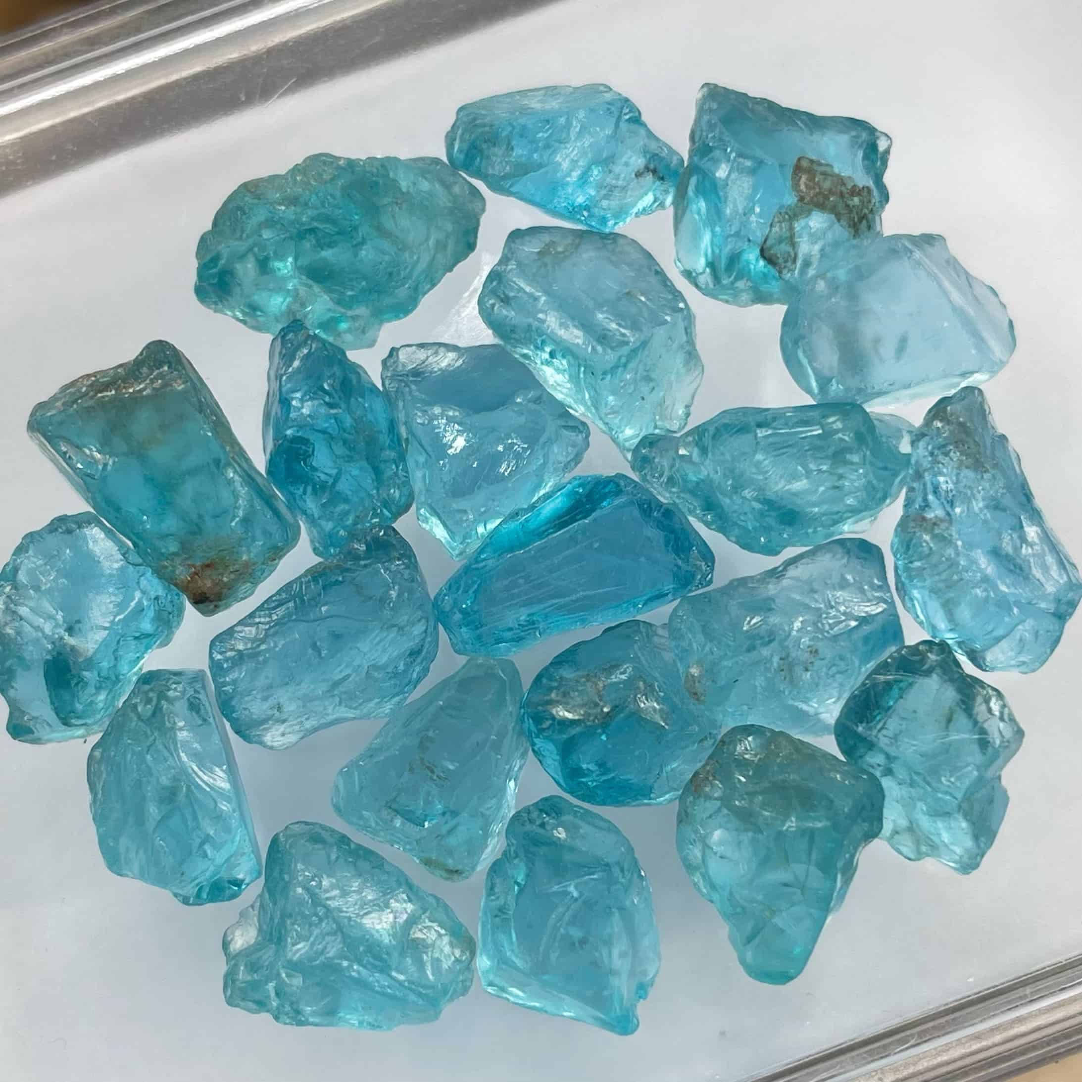 Neon Blue Apatite Facet Rough Parcel