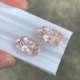 Peachy Pink Natural Morganite Gemstone Pair