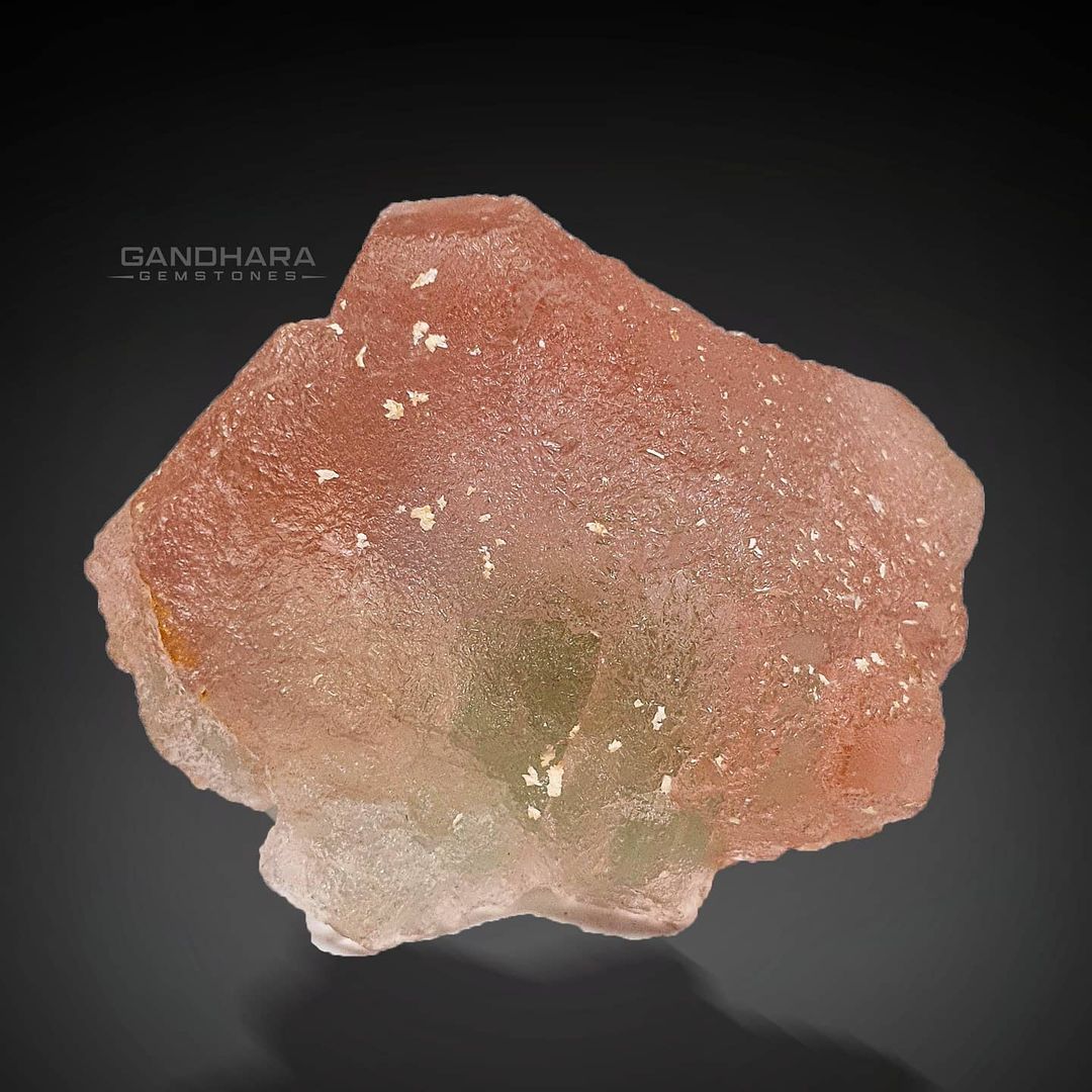 Pink Fluorite Crystal with Greenish Core