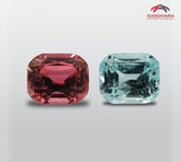 Reverse Color Natural Tourmaline Stone Pair