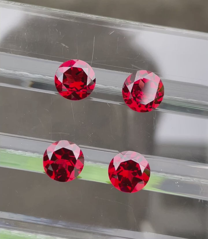 Natural Bright Red Rhodolite Garnet Set