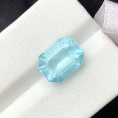 4.95 carats Loos Elongated Asscher Cut Aquamarine