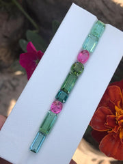 13.15 ct Faceted Pink and Green Tourmaline