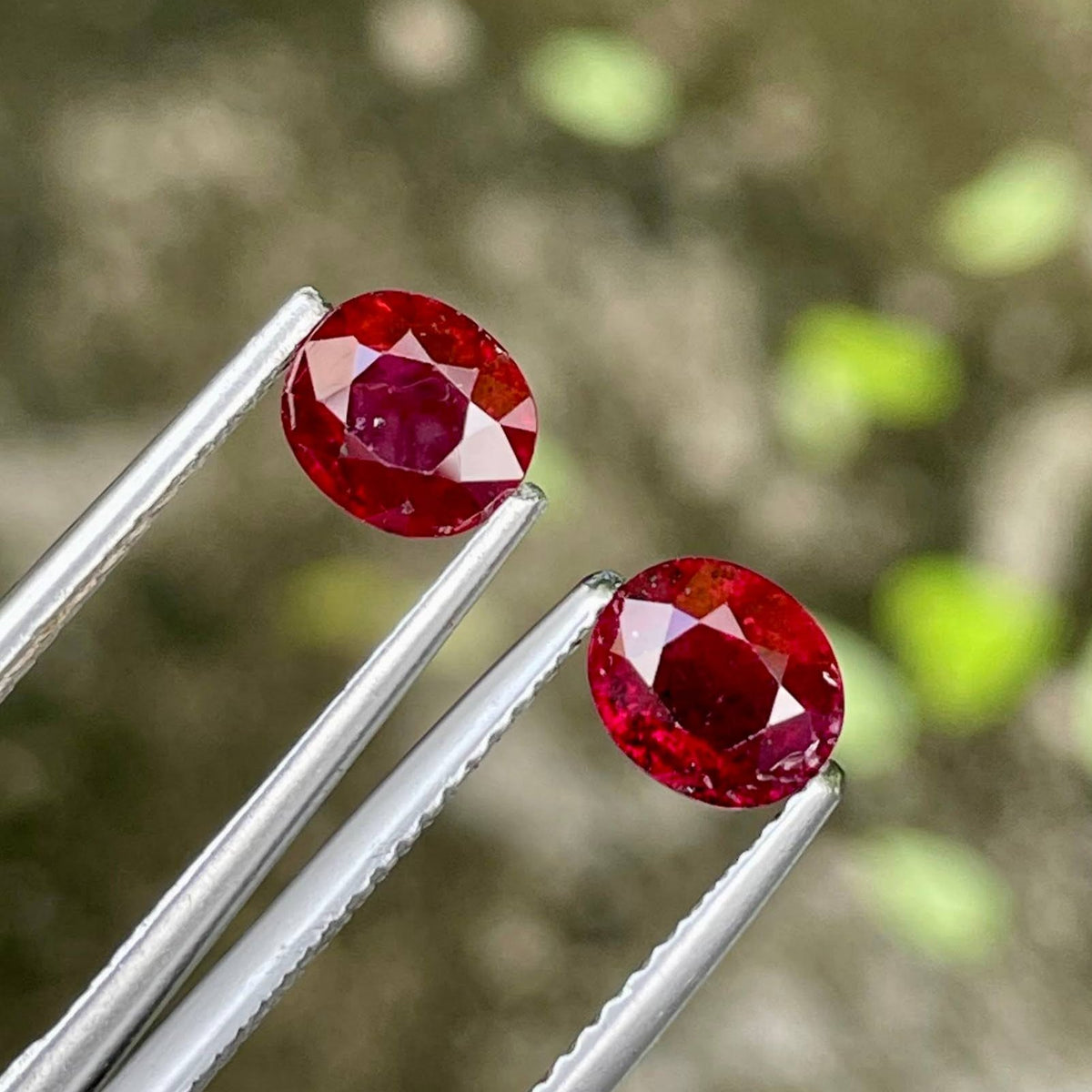 2.15 Carats Red Ruby Oval Stone Pair