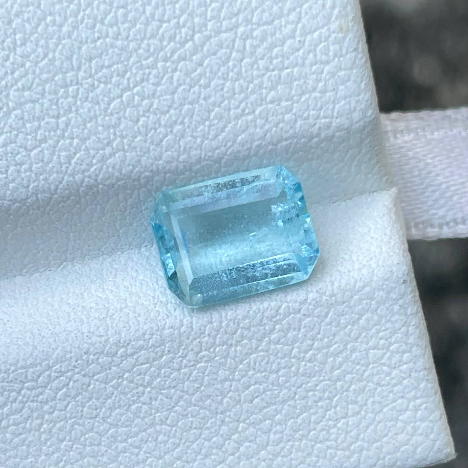 1.87ct Deep Blue Aquamarine Emerald Cut