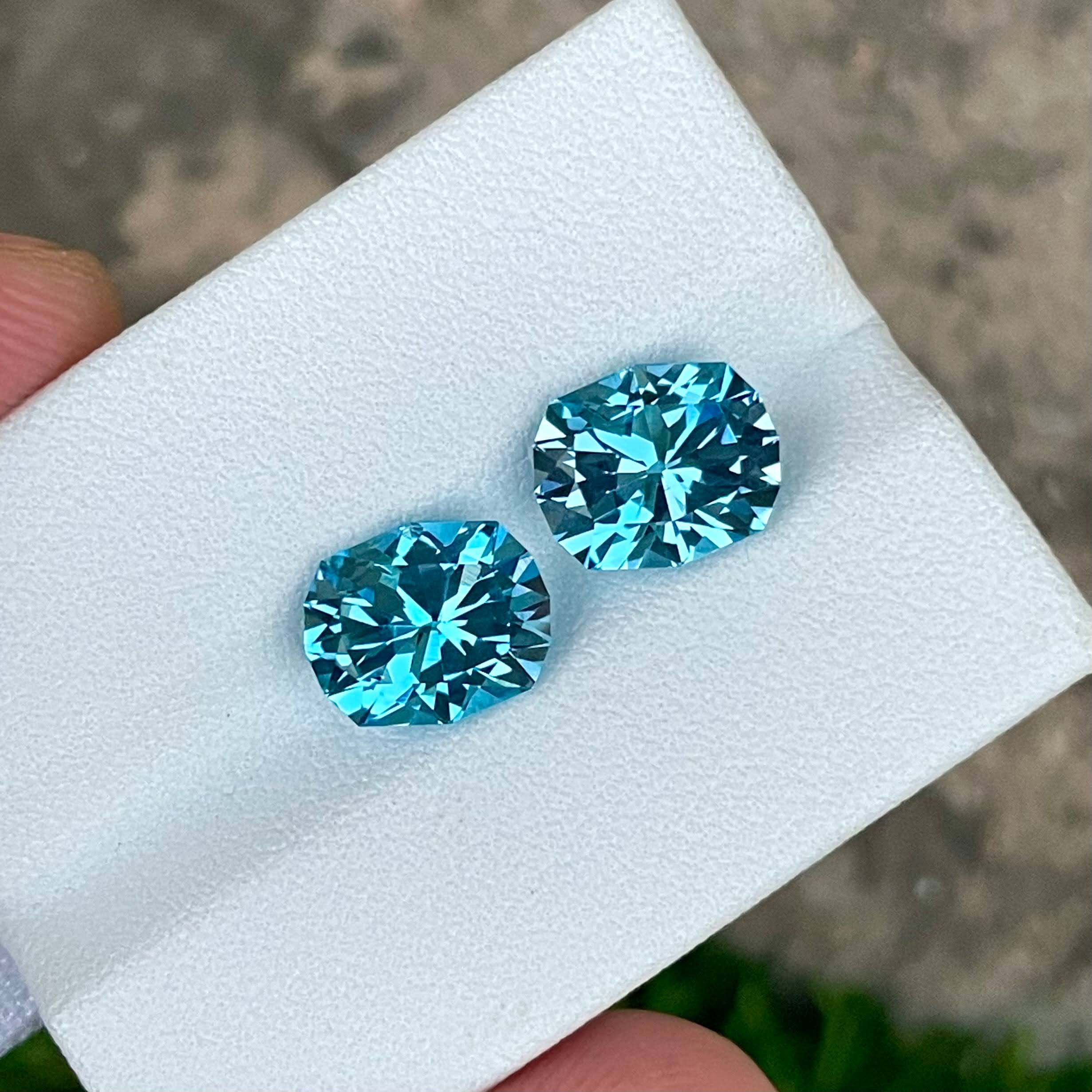 5.75 Carats Swiss Blue Topaz Pair