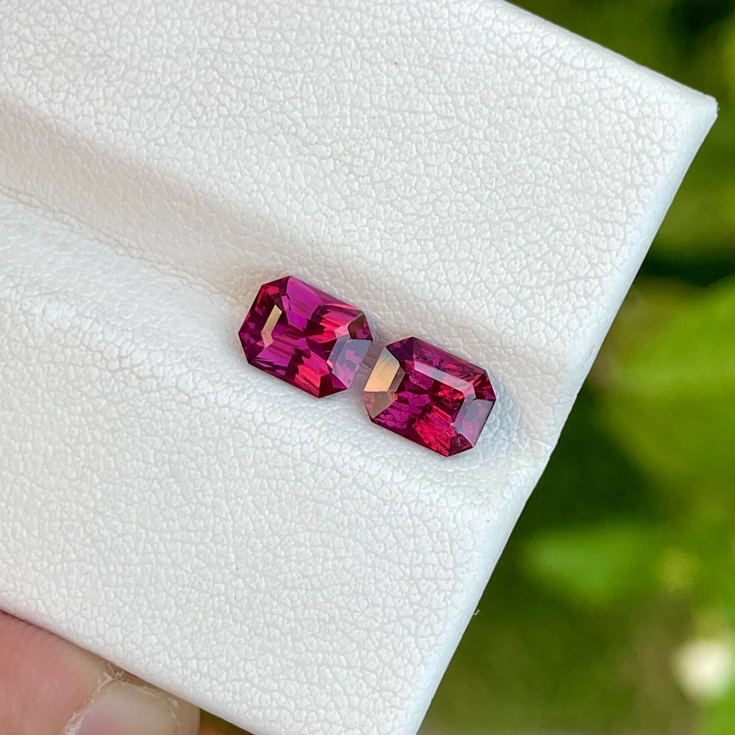 2.50 Carat Purplish Pink Garnet Pair