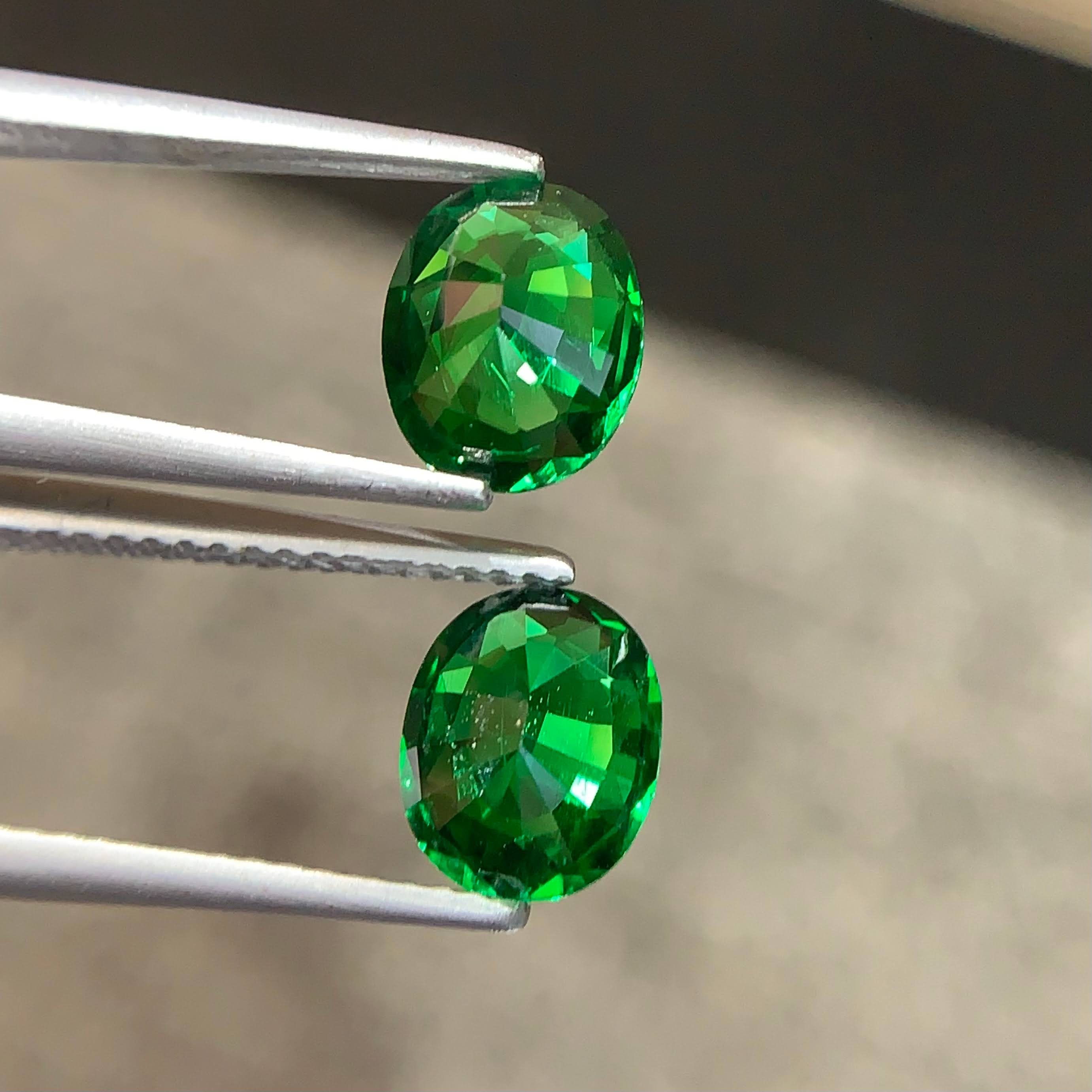 3.48ct Tsavorite Garnet Pair Oval Cut