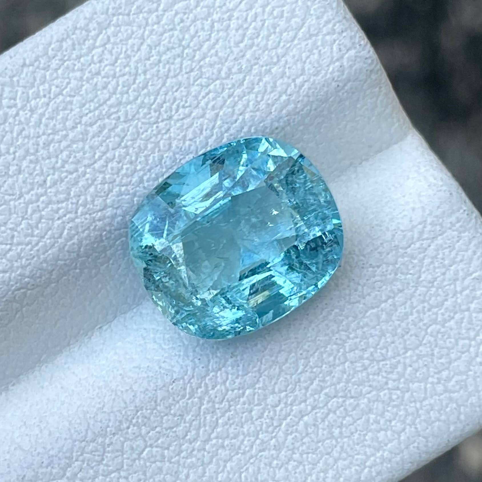 4.53ct Intense Blue Aquamarine Cushion